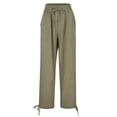 thumbnail image 4 of Jamsmile Women Pants Baggy Summer High Waisted Wide Leg Drawstrings Cargo Pants With Pockets Elastic Waist Loose Trousers, 4 of 8
