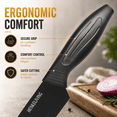 thumbnail image 2 of HENKELIVING Knife Set, 13PC Kitchen Knife, German Stainless Steel Knives with Sharpener, Ergonomic Handles, Dishwasher Safe, Perfect Housewarming Gift, Black, 2 of 9