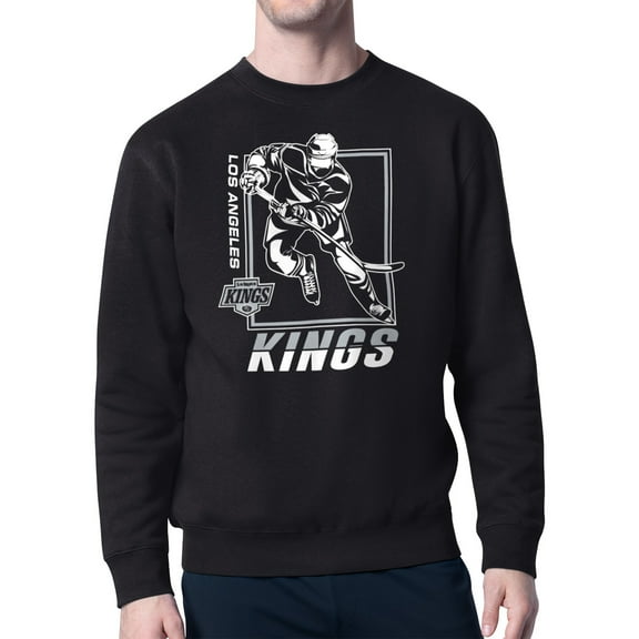 Men's Starter Black Los Angeles Kings Player Grid Fleece Pullover Sweatshirt