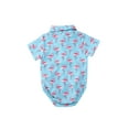 thumbnail image 6 of Arvbitana Newborn Baby Boys Gentleman Romper Cartoon Printed Lapel Short Sleeve Shirt Bodysuit + Solid Color Bow Tie Casual Overall Jumpsuit 2Pcs 0-18M, 6 of 7