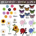 thumbnail image 4 of Parches termoadhesivos RETON, 72 unidades, para ropa, mariposas y flores, 4 of 9