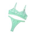 thumbnail image 4 of Encaje sexy conjunto de ropa interior sujetador ropa interior regalo para mujer, verde menta, L 2 piezas Sweethay XX000054-47, 4 of 7