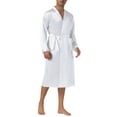thumbnail image 4 of Inspire Chic Conjunto de Noche para Hombre Bata de Satén de Manga Larga con Cintura Ropa de Dormir Bata de Baño S Blanca, 4 of 6