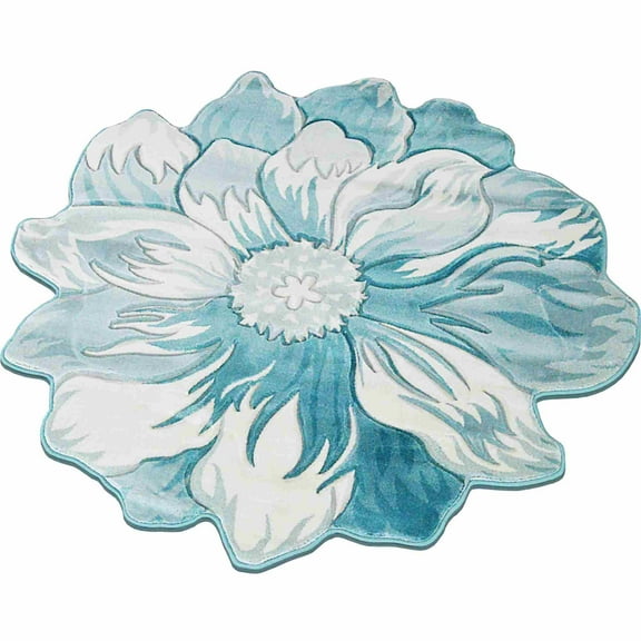 Flowers Rug Design 305 - 2'6"x2'6" Round, Blue