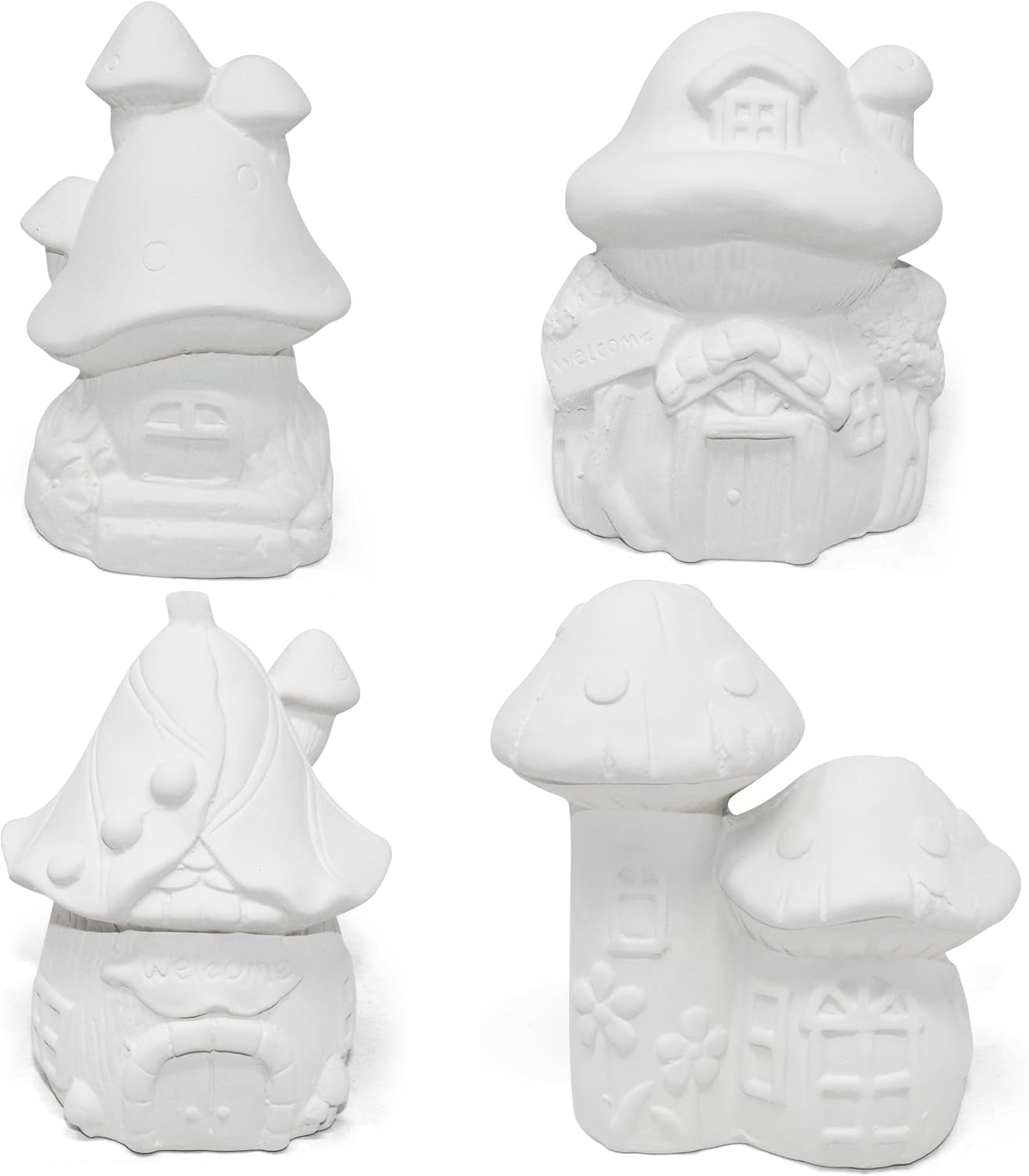 Gift Boutique Set of 4 Paint Your Own Mini Fairy Garden House Gnome Statue