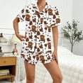 thumbnail image 2 of Weebloom Summer Pajamas For Women Button Up Pajama Short Sleeve Shorts Soft Loose Fit Notch Collar Home Sleepwear Nightwear Pjs Loungewear Brown Xl, 2 of 6