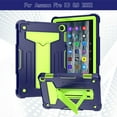thumbnail image 5 of SaniMore Case for Amazon Fire HD 8 & 8 Plus (12th Generation, 2022), Shockproof Silicone Backplane & Rugged PC Frame Built-in Hidden Kickstand Anti-drop Heavy Duty Protective Case, Navy/Green, 5 of 6