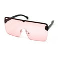 thumbnail image 3 of 80s Retro Robotic Large Shield Flat Top Plastic Sunglasses Black Pink, 3 of 4