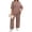 Khaki, variant on Women Plus Size Solid 2 Pieces Sets Short Sleeve Casual Tops and Wide Leg Pants Tracksuit