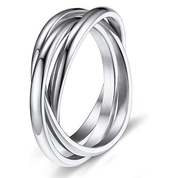 DESIGNIC Sterling Silver Rings ,Minimalist Design Rings for Women,Multi-Layered Design for Visual Appeal Rings,Combination2