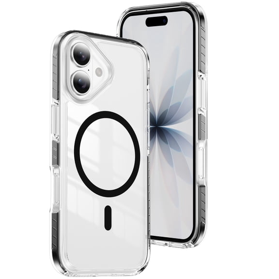 for iPhone 17 Magnetic Case Clear, [Compatible with MagSafe] [Drop Protection] Scratch-Resistant Transparent Ultra Slim Phone Anti-Slip Hand Grip Cover for iPhone 17, Black