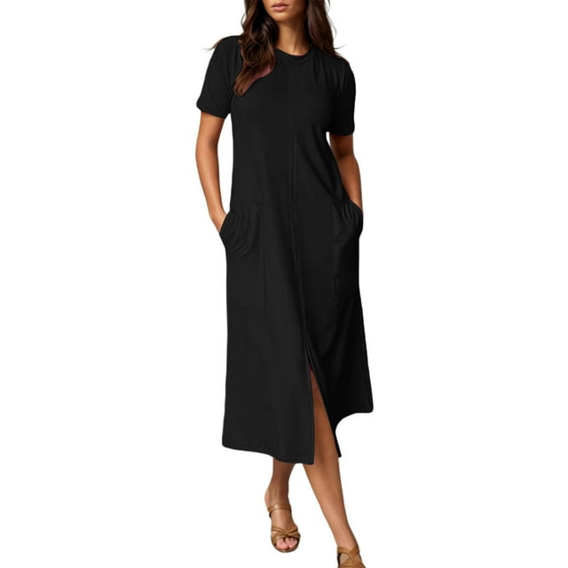 Robe d'Été pour Femme Dégradé Sans Manches à Col en V Maxi
