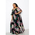 thumbnail image 3 of Tropical Printed Off Shoulder Pleated Maxi Dress 3XL, 3 of 5