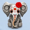 thumbnail image 2 of CafePress - Red Day Of The Dead Sugar Skull Baby Elephant Body - Long Sleeve Cotton Baby Bodysuit, 2 of 4