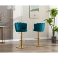 thumbnail image 3 of Guyou Swivel Adjustable Bar Stools Set of 2, Velvet Counter Height Barstools with Petal Back and Gold Footrest, Modern Counter Bar Height Stool Chairs for Kitchen Island Bar Cafe, Teal, 3 of 5