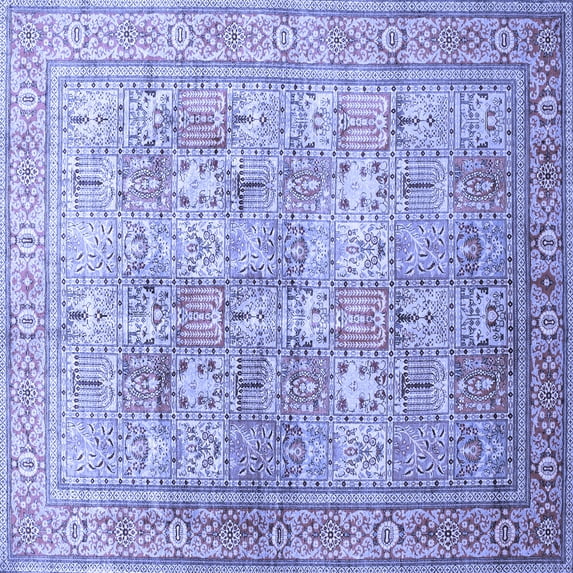 Ahgly Company Machine Washable Indoor Square Persian Blue Traditional Area Rugs, 8' Square