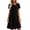 Black, variant on Women's Cotton Linen Midi Dresses Casual Short Sleeve Knotted Front A-Line Dresses with Back Zipper