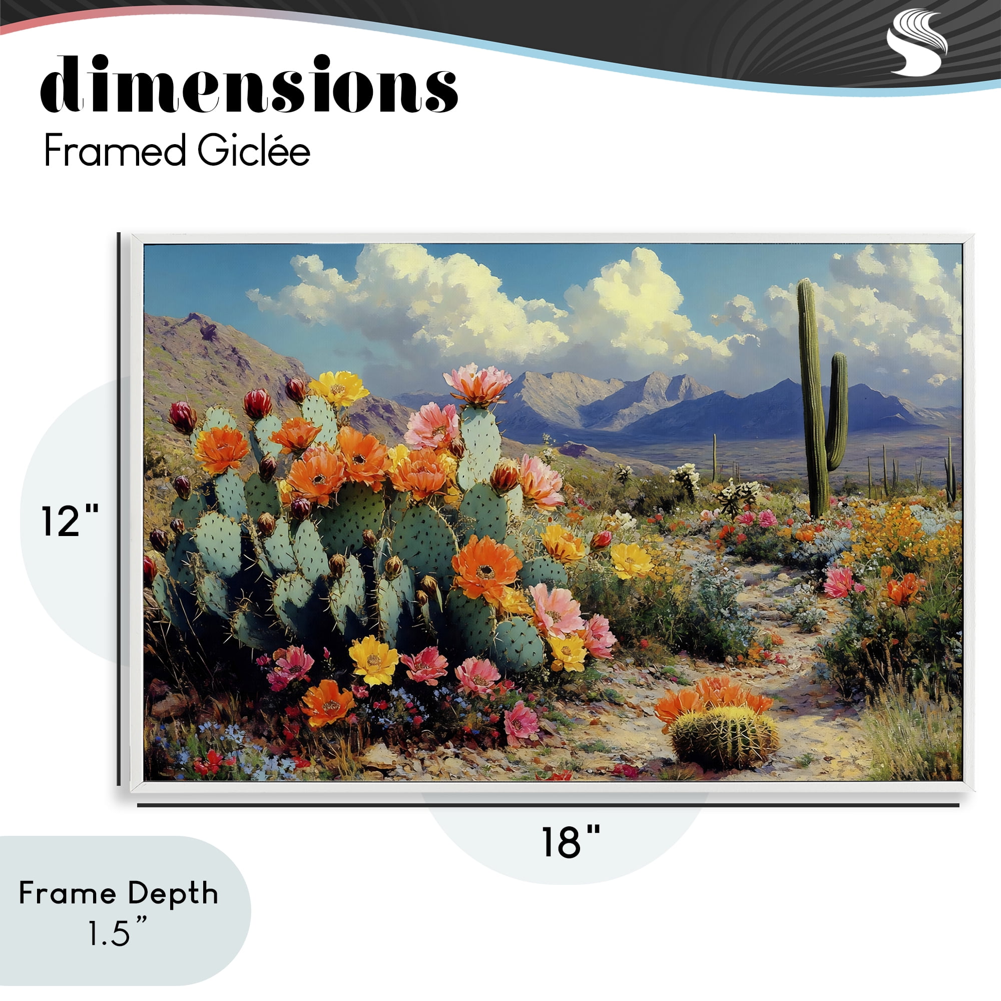 Stupell Industries Vibrant Cacti in Desert White Framed Giclee Art, design by Franklyn Gregory
