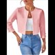 thumbnail image 1 of Chaquetas Casuales para Mujer, Chaqueta Corta con Abertura Frontal Rosa XXL, 1 of 7