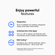 OBDeleven 3 Ultimate Plan, Car Scan Tool, OBD2 Bluetooth Car Code Reader, Auto Diagnostic Scanner; iOS, Android