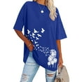 thumbnail image 5 of frariair ​Colorful Bloom Pattern Cotton T-Shirt With Relaxed Fit Design Perfect For Vacation Wear And Youthful Style Statements​ Blue, 5 of 5