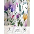 thumbnail image 6 of Sheer Curtains 54 Inch Length 2 Panels Set for Kitchen, Pueple Pink Flower Semi Sheer Curtains for Windows, Pastoral Pastel Pink Boho Floral Leaf Voile Window Treatments Rod Pocket Curtain, 6 of 7
