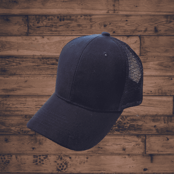 MSCL. T Adult Navy Unisex Trucker Snap-Back Cap (Made in USA) (Summer Blue Mesh, Adjustable, Plain, Washed Pigment, Multiple Colors Available, Everyday)