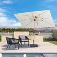 thumbnail image 2 of PURPLE LEAF 6' x 9' Patio Umbrella with Base Market Umbrella Rectangular Outdoor Umbrella with Push Button Tilt & Crank and 8 Ribs Aluminum Table Umbrella for Pool Backyard Beach, Taupe, 2 of 7