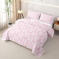 thumbnail image 3 of Homewish Ghost Face Checkered Twin Quilt Set, Halloween Spooky Grid Twin Coverlet Set, Light Pink White, 2pcs 1 Bedspread and 1 Pillowcase, 3 of 7