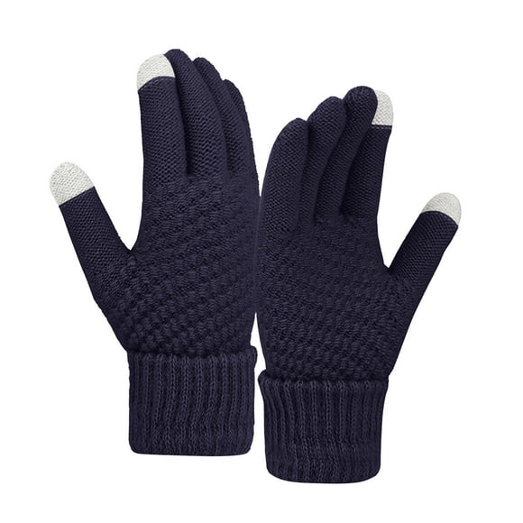 Outfmvch Winter Gloves Womens Gloves Women Winter Wool Warm Gloves Solid Color Fleece Knitted Cold Proof Gloves Gloves B One Size