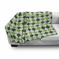 thumbnail image 3 of Geometric Soft Flannel Fleece Throw Blanket, Classical Diamond Line Pattern with Dotted Lines Vintage Design, Cozy Plush for Indoor and Outdoor Use, 50" x 70", Lime Green Dark Green, by Ambesonne, 3 of 6