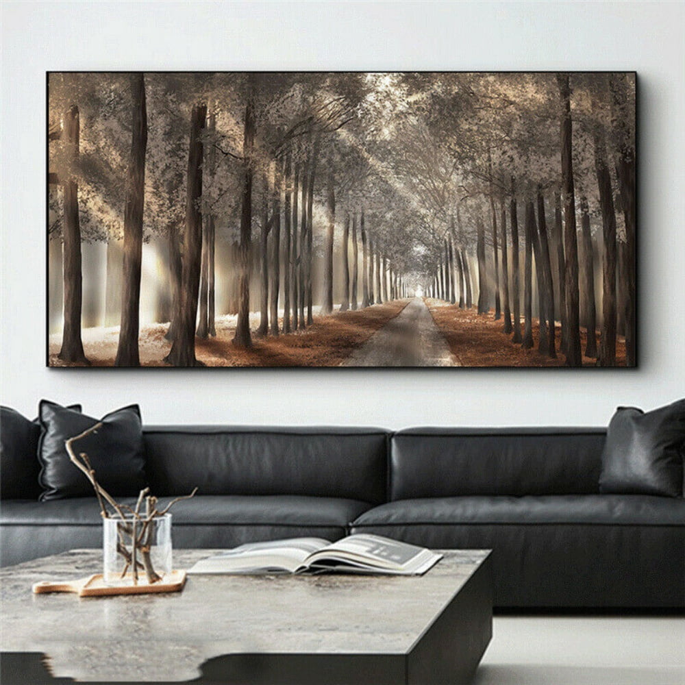 Forest Canvas Wall Art Living Room Wall Decor Large Nature Unframed Pictures  Canvas Artwork Contemporary Wall Art Modern Landscape Foggy Sunshine for  Kitchen Office Home Decoration