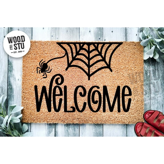 Welcome Spiderweb Door Mat | Funny Doormat | Welcome Mat | Halloween Decor | Funny Door Mat | Home Doormat | Halloween Mat | Cute Spider