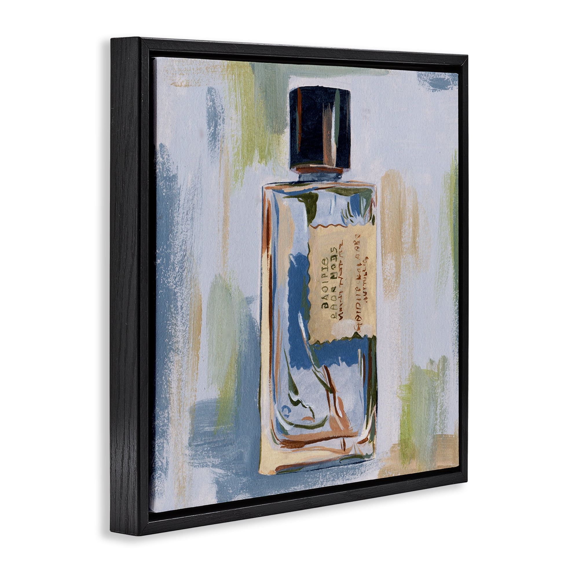 Stupell Industries Paint Streak Perfume Fashion Painting Black Floater Framed Canvas Art Print Wall Art, 18 x 18
