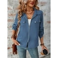 thumbnail image 7 of Women’s Jackets Fall Long Sleeve Lapel Zipper Pocket Button Street Style Casual Chic Motorcycle Coat S-2XL, 7 of 7