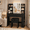 Type A-Black(With Stool), variant on Homall Vanity Desk Set with 3 Colors LED Lighted Mirror, Makeup Vanity with Stool, Storage Shelves and Drawers, Vanity Table Dressing Table for Bedroom, White