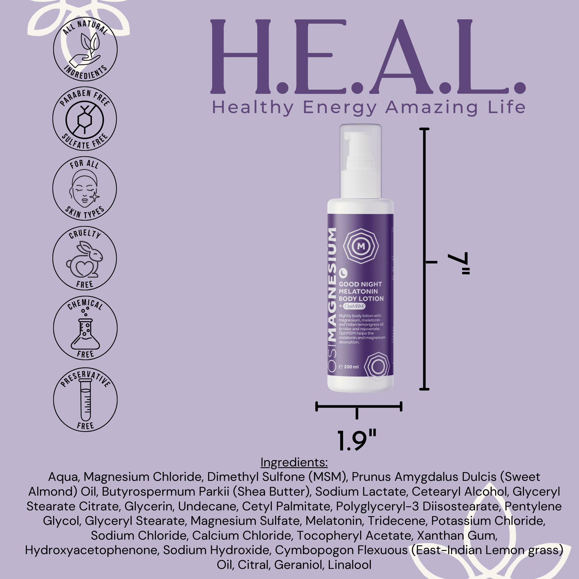 Osi Magnesium Lemongrass Body Lotion + Melatonin - 6.76oz