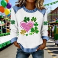 thumbnail image 1 of TaTaai Women's St. Patrick's Festival Top Long Sleeve Round Neck Patchwork Design Casual Irish Holiday Spring Celebration Blouse Gift, 1 of 5