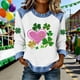 thumbnail image 1 of TaTaai Women's St. Patrick's Festival Top Long Sleeve Round Neck Patchwork Design Casual Irish Holiday Spring Celebration Blouse Gift, 1 of 5