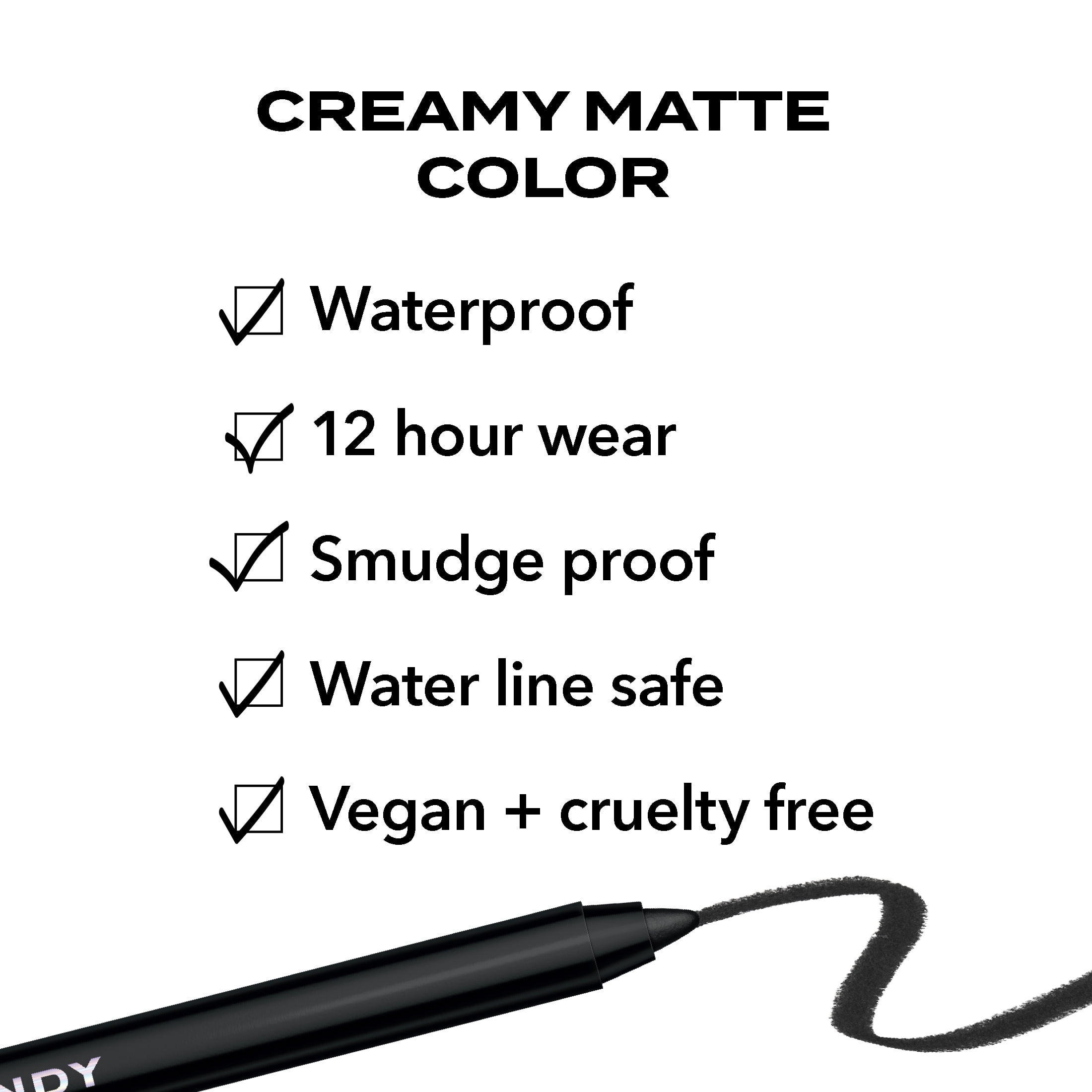 Hard Candy Party Lines Gel Eyeliner, Pencil Liner, 12HR Waterproof, Black Onyx, Matte Black
