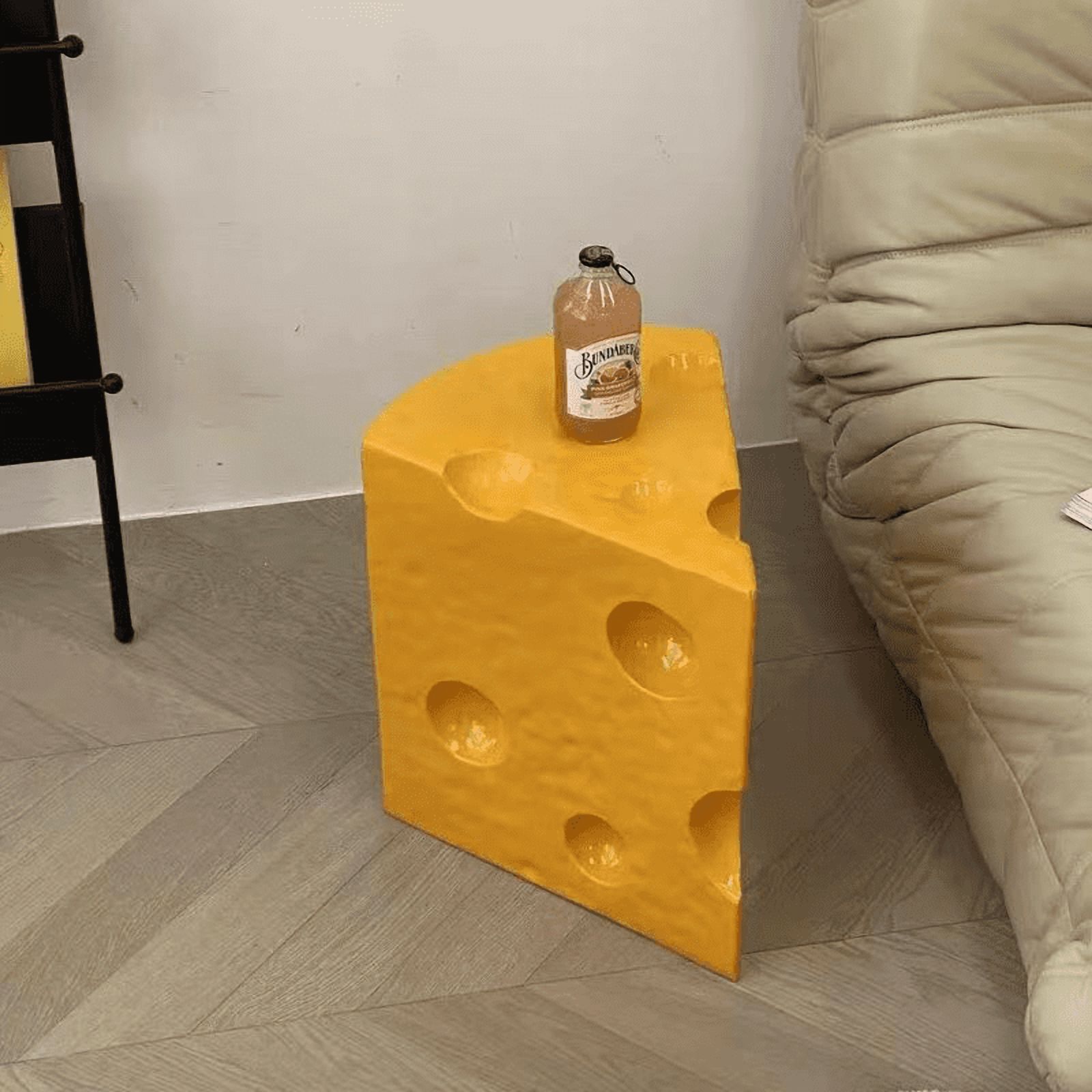 Creative Triangular Side Table, Cheese Decorative Sofa Table, Cute Coffee End Table, Sofa Stool Small Bedside Table for Living Room Bedroom(Yellow,14"L x 13"W x 16"H))