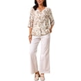 thumbnail image 2 of BLUSA BOHEMIA FLORAL PARA MUJER INSPIRE CHIC ESCOTE EN V MANGA 3/4 TUNICA TALLA XL COLOR MARRÓN, 2 of 6