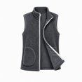 thumbnail image 6 of Womens Vest Jacket Full Zip Solid Color Sleeveless Jacket Fall Winter Casual Regular Length Outerwear with Pockets, 6 of 8