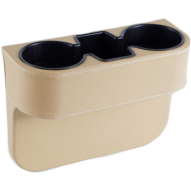 Consola de bolsillo lateral para monedas, funda de cuero de bolsillo lateral, portavasos para coche, organizador de asiento delantero automático, soporte para teléfono móvil Beige BANYUO Hogar