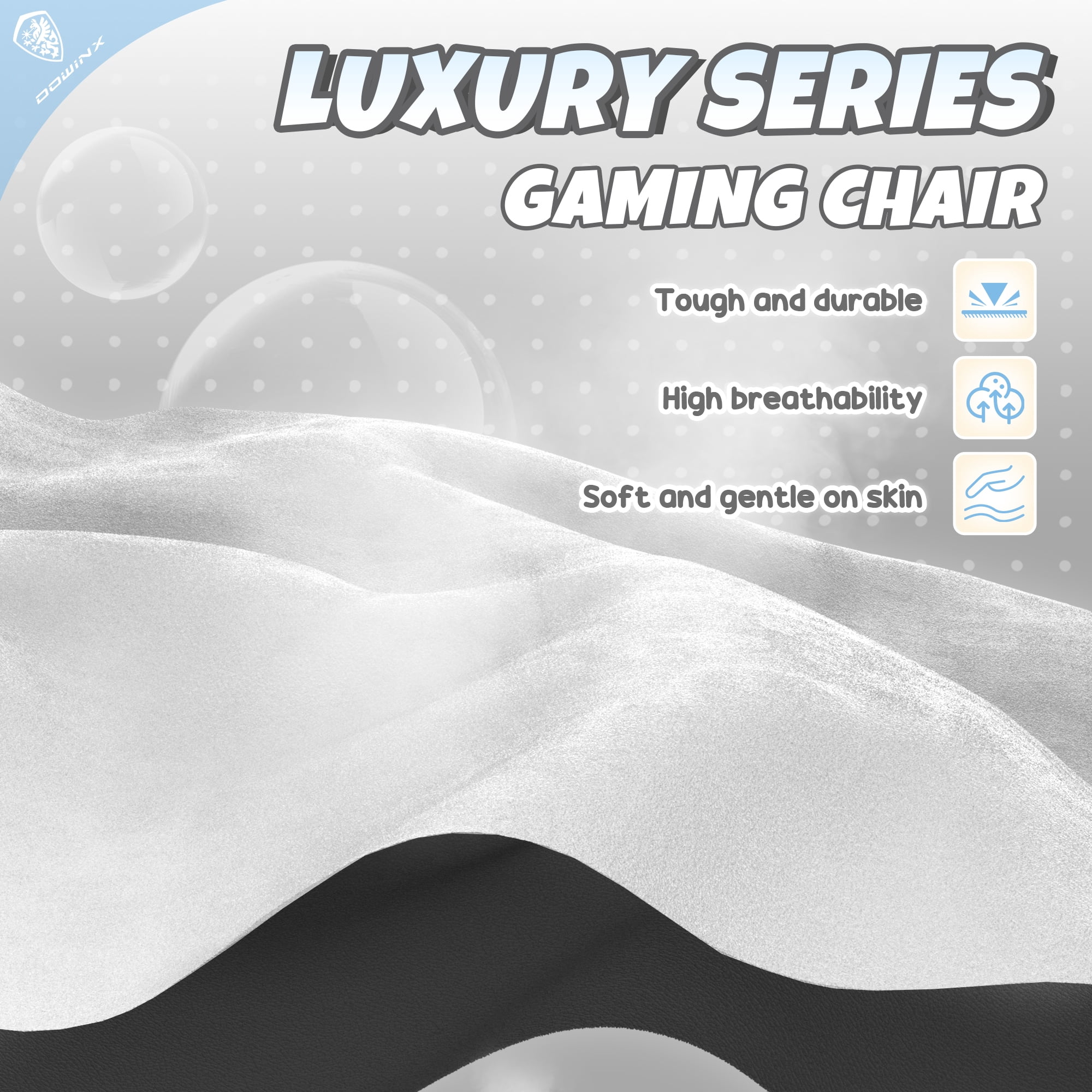 KARXAS Cute Cat Ear Gaming Chair with Paw Print Lumbar Support and Cushion, Ergonomic Computer Desk Chair with Footrest, Reclining PC Game Chair for Girls and Women, 300lbs, Black and White