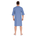 thumbnail image 4 of MAYFISH Men's Cotton Robe Short Sleeve Lightweight Summer Bathrobes for Men Zip up House Coat with Pockets(Blue,Large ), 4 of 4