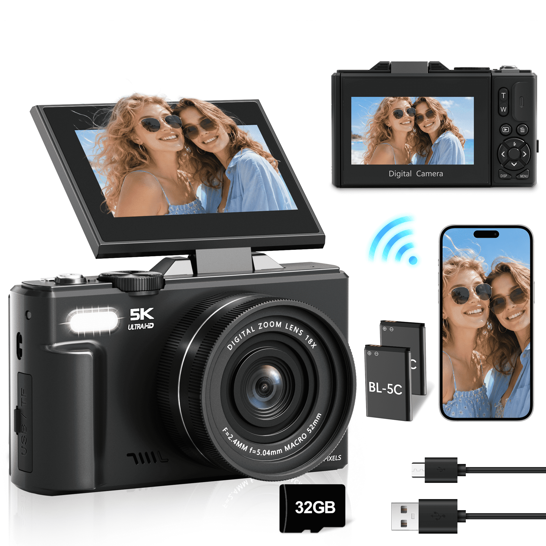 Sony Cyber-Shot DSC-W810 20.1 MP with 6X Zoom, 32GB Card, Grip