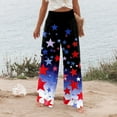 thumbnail image 5 of Mlqidk Womens American Flag Pants High Waisted Patriotic Capris Pants Lounge Cotton Linen 4th Of July Trousers Wide Leg Stars Stripes Print Pants with Pocket Vermilion S, 5 of 5