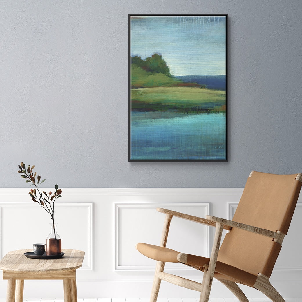 Silent Lakeside I Framed Premium Gallery Wrapped Canvas - Ready to Hang - 17 x 25 - Black Floating Frame
