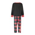 thumbnail image 5 of Michellecmm Family Matching Christmas Pajamas, LetterDinosaur Print Long-Sleeved Round Neck Tops + Plaid Pattern Trousers Sleepwear, 5 of 10